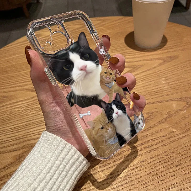 Cute Cat Clear Case For iPhone 14 Case iPhone 11 12 13 14 15 Pro Max X XR XS Max 7 8 Plus SE 2022 2020 Funda Soft Silicone Cover