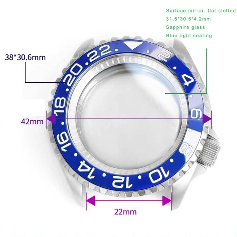 مجموعة علبة ساعات من الفولاذ المقاوم للصدأ عالية الجودة لـ SEIKO SKX007 SKX009 إطار فضي أسود وذهبي وردي وأزرق مناسب لحركة NH35 NH36 4R36