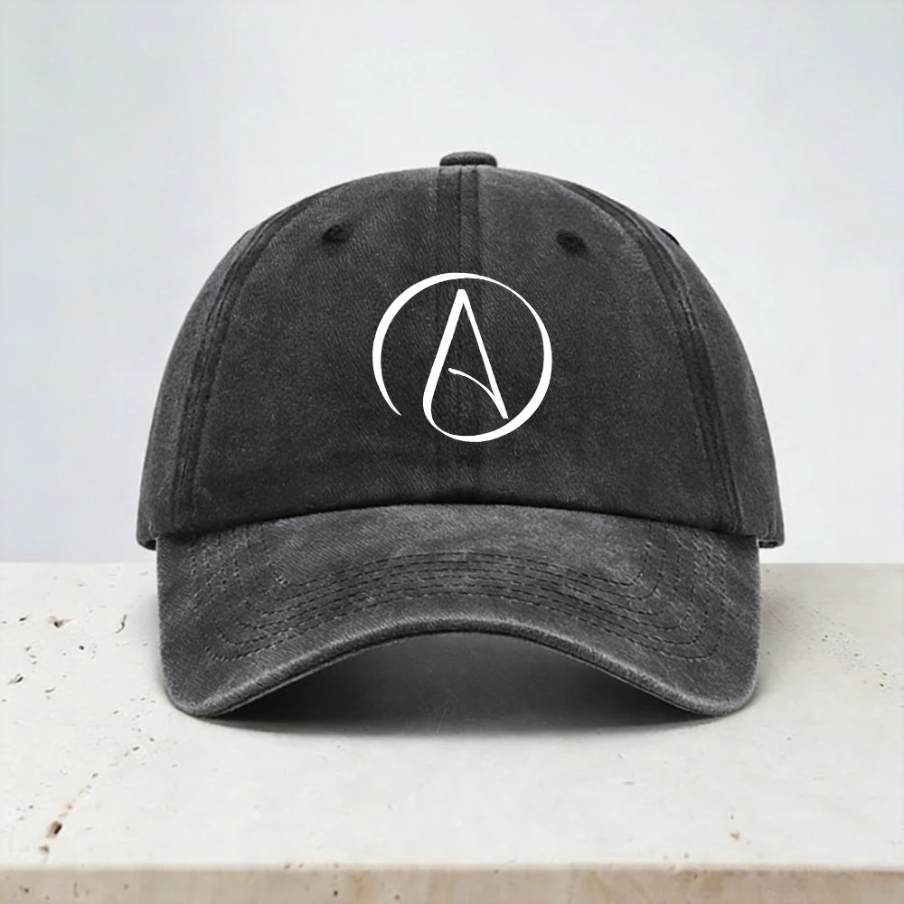 Atheist Atheism Symbol Baseball Caps Retro Denim Washed men women adjustable Soft top Golf Hat summer Breathable snapback hats