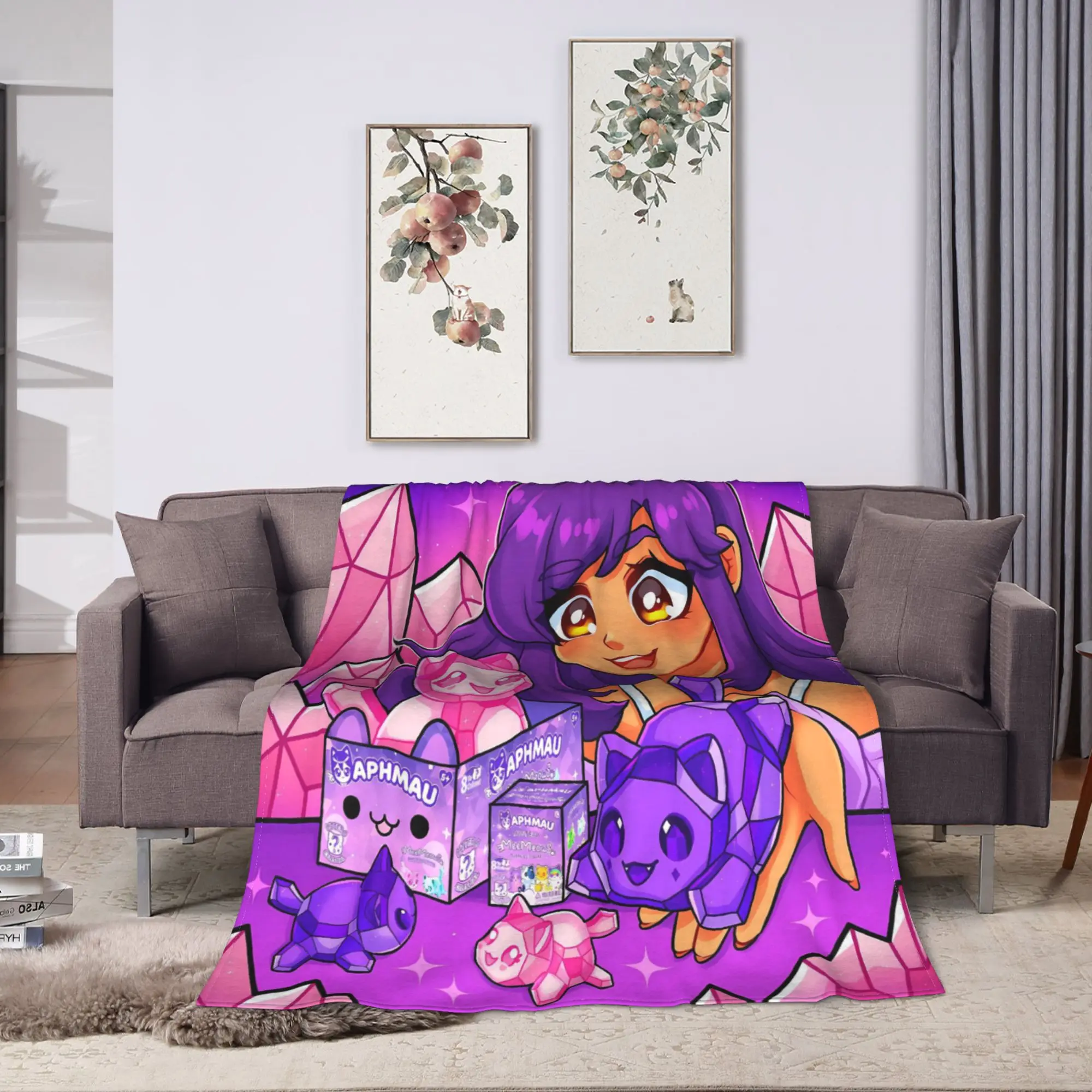 Graceful Aphmau Elegant Dress Pose Blankets  Picnic Flannel Throw Blanket For Couch Chair Sofa Bed Soft Bedspread Gift Idea