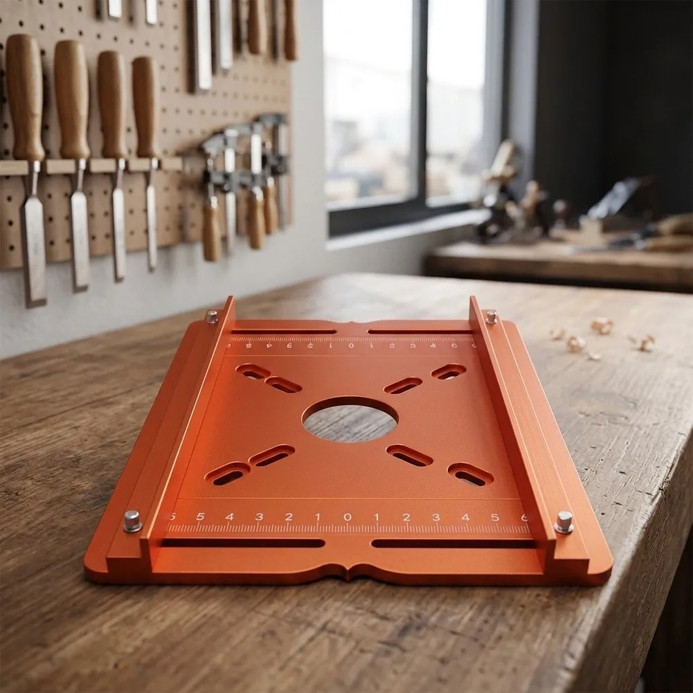 Woodworking Router Guide Fence Made of Aluminum Alloy with Dual-Scale Engravings and Slotted Cutouts for Adjustable Use