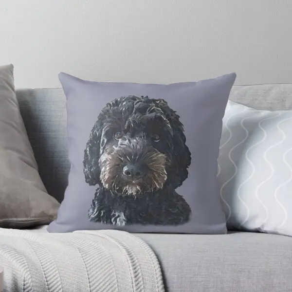 

Black Cockapoo Doodle Dog Printing Throw Pillow Cover Throw Hotel Car Decorative Fashion Square Pillows not include One Side