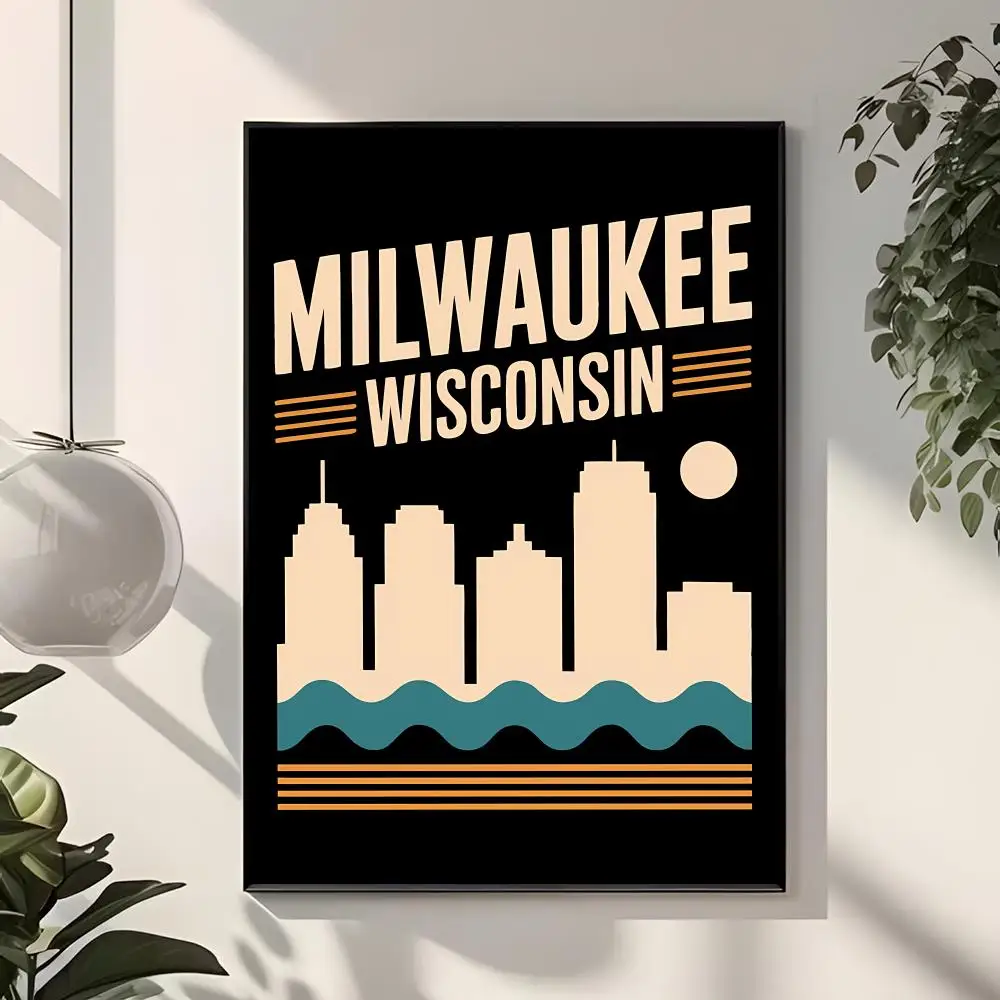 Scenic Wisconsin City M-Milwaukee Poster Modern Home Decor & Interior Design | Wall Art Collection