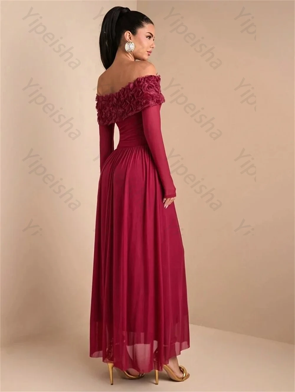 High Quality Customized Chiffon Applique Flower Off-the-shoulder Dresses Bespoke Occasion Simple Elegant Sizes Available Party