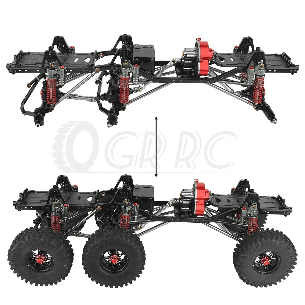 

Metal Alloy Upgraded 6x6 RC Car Chassis Frame with 2 Front Steering Axles Gearbox DIY for Axial SCX10 1/10 RC Crawler Car Parts