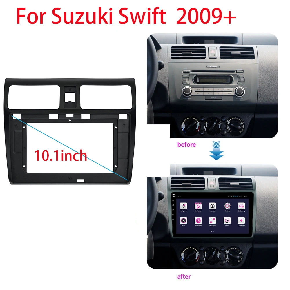 2 Din 10.1 Inch Car Radio Installation DVD GPS Mp5 Plastic Fascia Panel Frame For 2003-2010 SUZUKI SWIFT