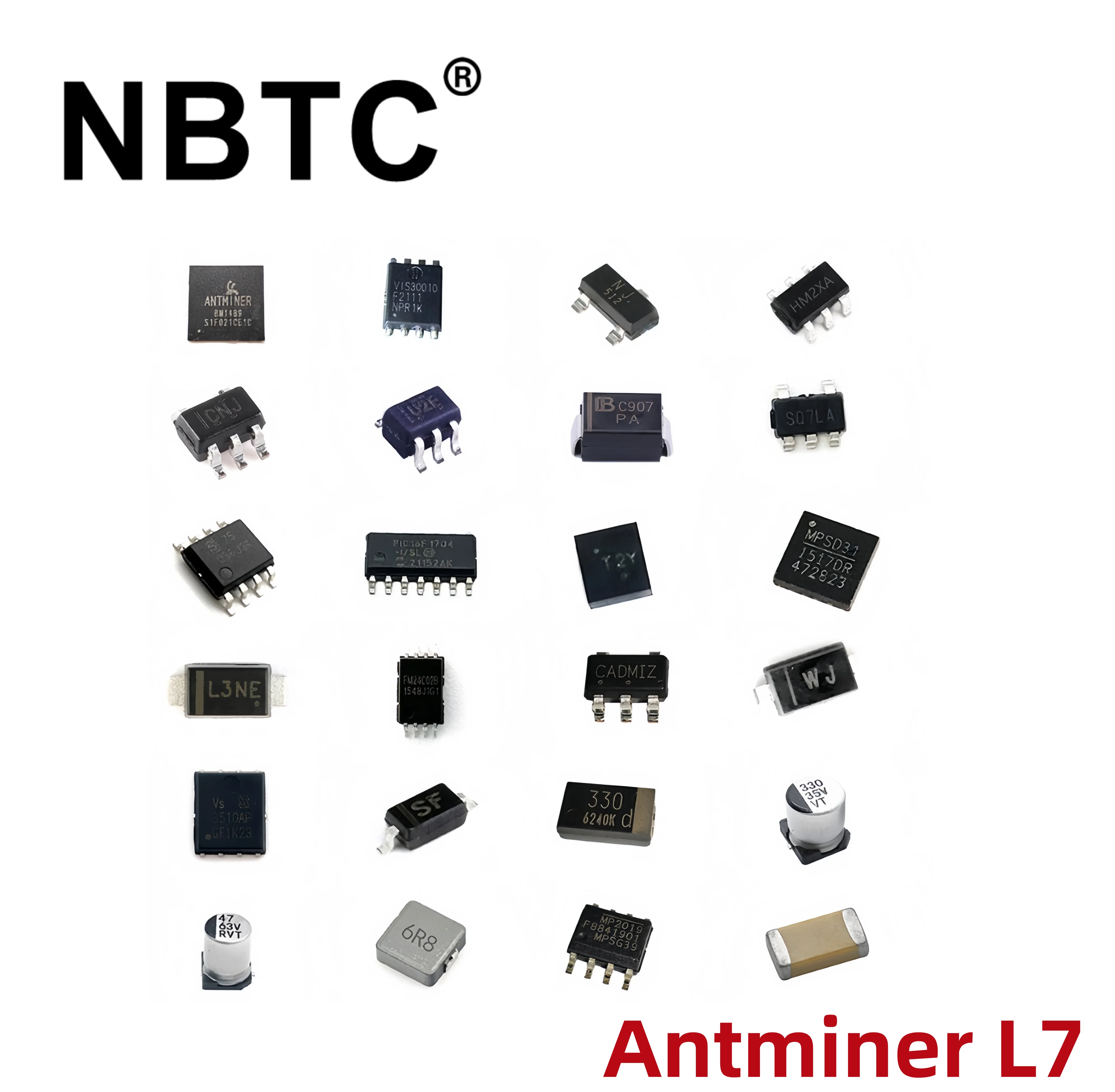 Antminer L7 Hash Board Ersatzteile Liste BM1489 VIS30010 CN5 CNF PIC16F1704 MP1517DR SGM2036 ADJYN5G SQ7LA VS3510AP