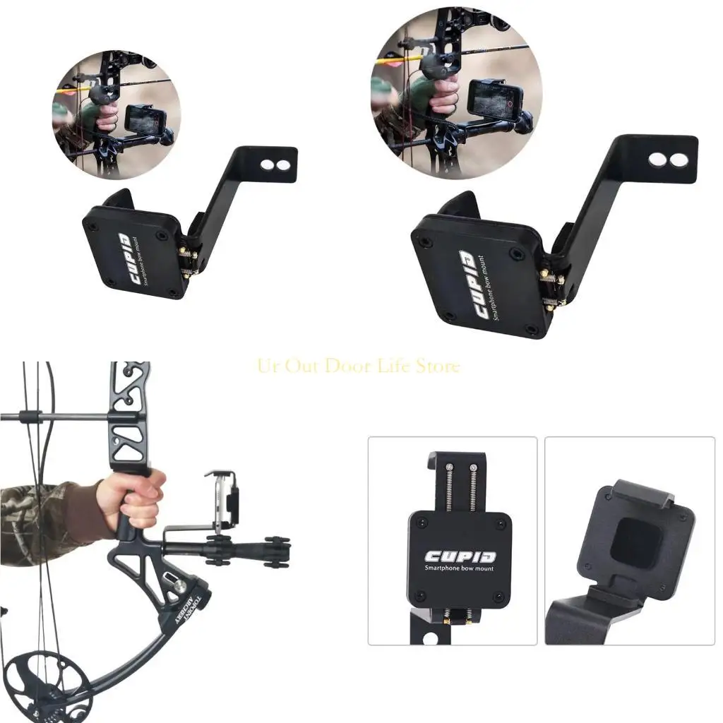

77UF Phone Holder Shockproof Target Bow Holder Aluminum Alloy Bow for Arrow Cellphone Mount Bra