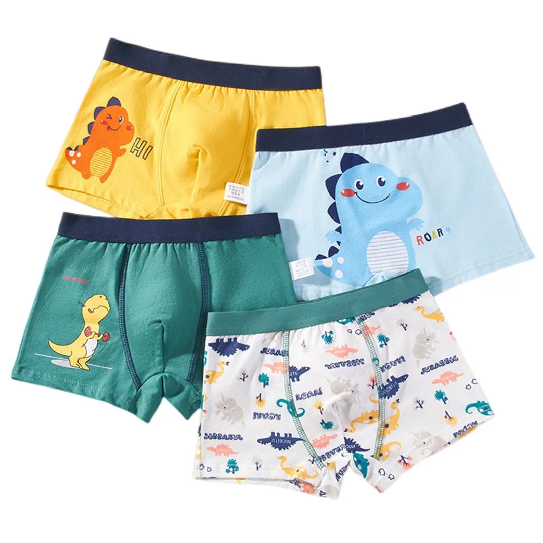 Boy Cartoon Boxers Kids Short Quality Cotton Panties Children Underpants Size 90-150 Dinosaur Anime Design Cute Boxers 4pcs/Lot