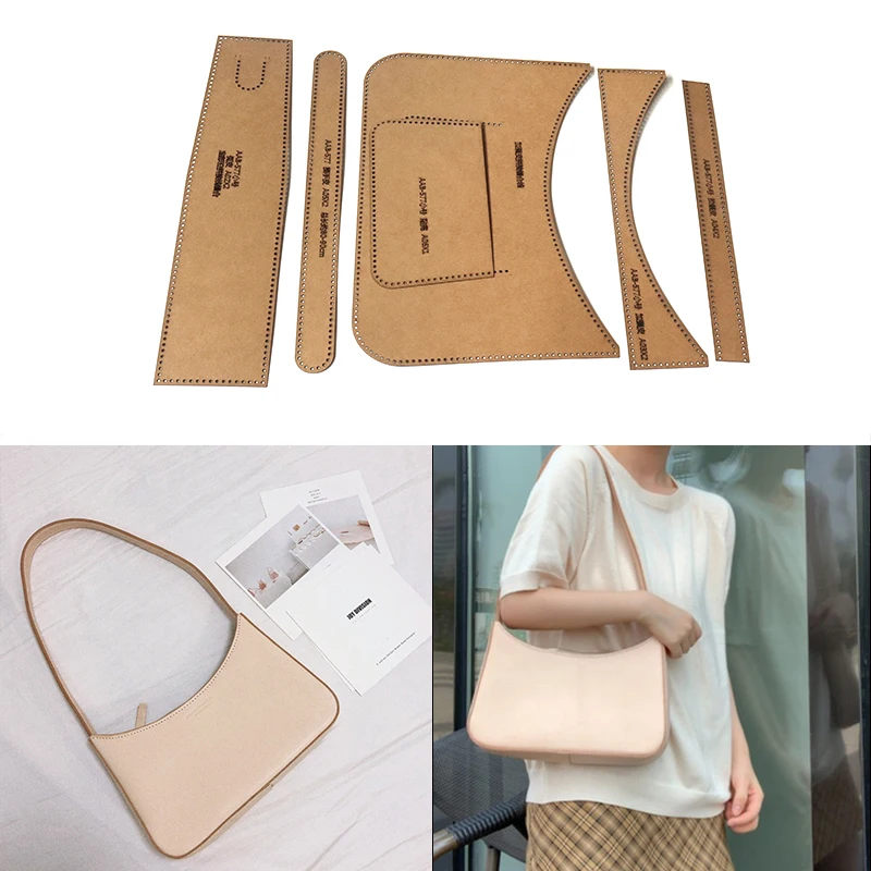 1Set Handmade Craft Women Underarm Bag Sewing Pattern Kraft Paper Leather Stencil Sewing Template 31.5*21*7cm