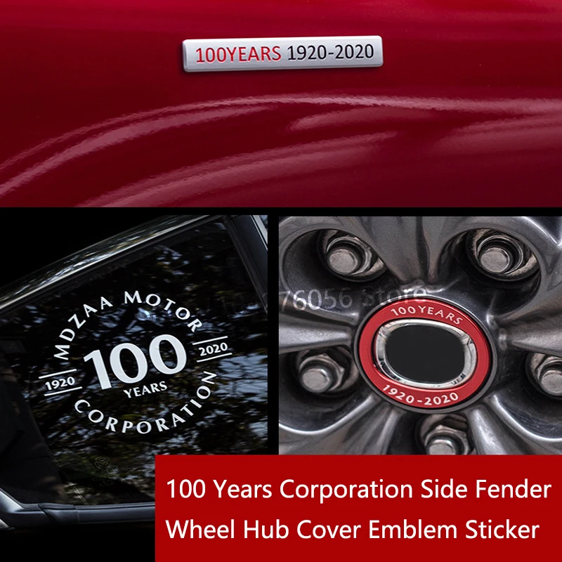 

For Mazda 3 Axela BP CX-30 2020-2023 Aluminum Alloy 100 Years Corporation Side Fender Wheel Hub Cover Emblem Sticker Accessories