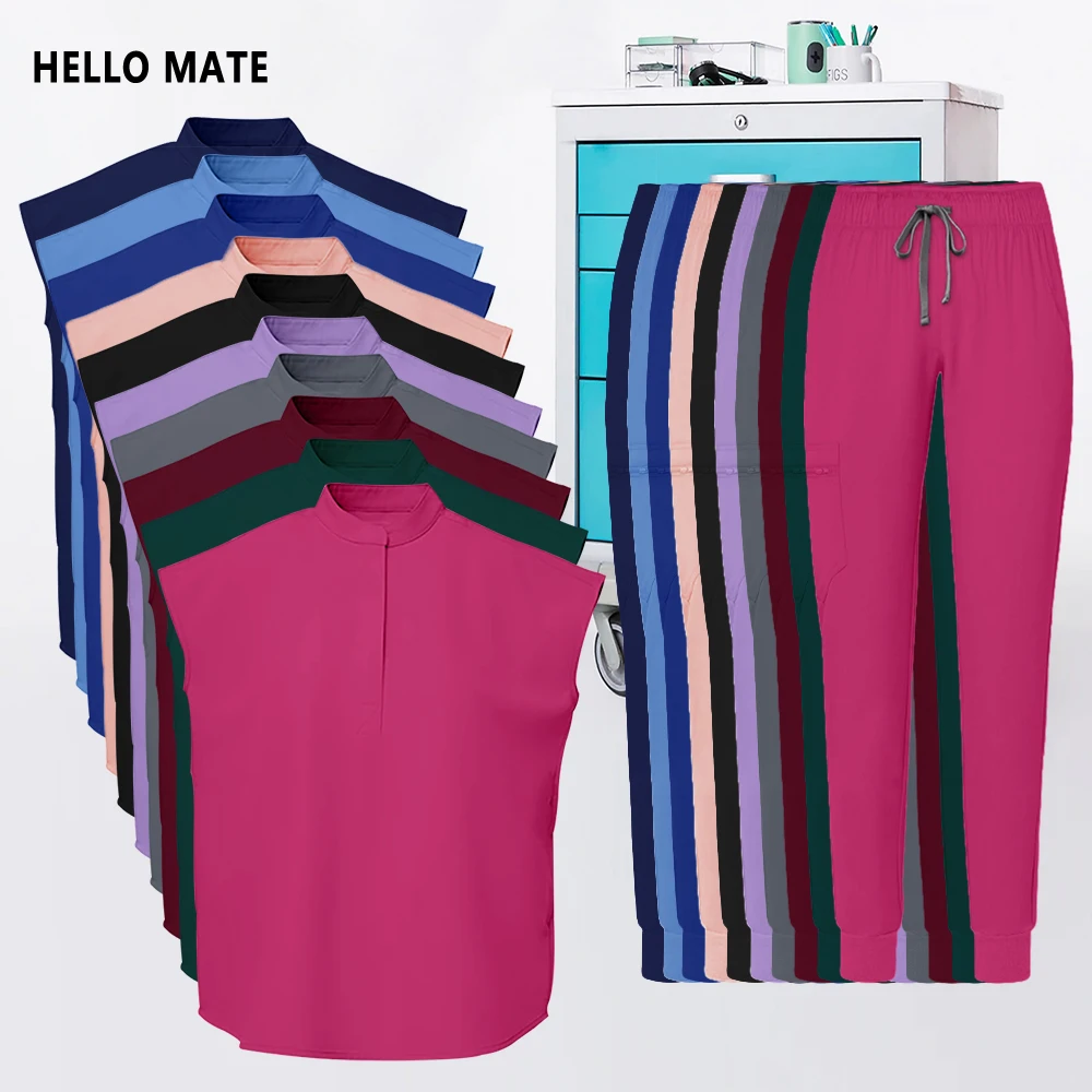 ممرضة فرك بلوزة السراويل مستشفى الصيدلي عمال الزي الطبي الجراحي النساء ملابس التمريض طبيب الأسنان بدلة العمل السريري