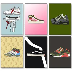 Sports Shoes Fun Fashion Shoes Wall Art Oil Painting Nordic Posters and Living Room Prints Home and Bedroom Decoration