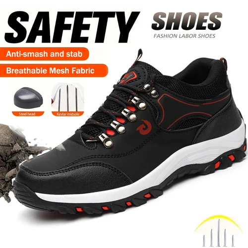 Zapatos de seguridad para el trabajo para hombre, botas con punta de acero, zapatos de protección de seguridad, antigolpes, antipinchazos, botas de trabajo para hombre