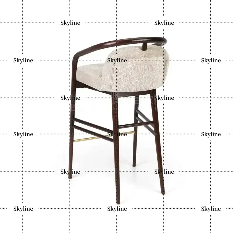 American Light Luxury Solid Wood Bar Chair Modern Creative Home High Stool for Cafe