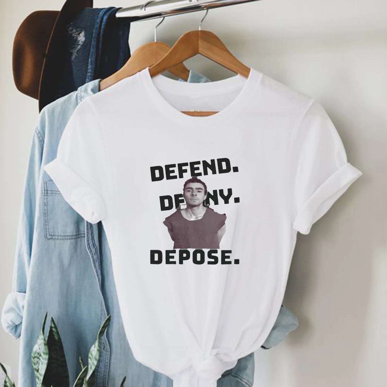 Women's Deny Defend Deopse T-Shirt LUIGI Print Harajuku Shirt Fashion Casual Short Sleeve Plus Size Summer Tops