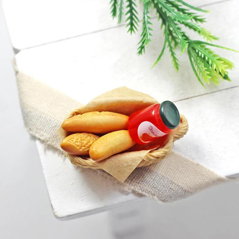 1Pc Puppenhaus Miniatur Marmelade Toast Korb Modell Mini Simulation Puppe Haus Lebensmittel Spielzeug Dekor Zubehör