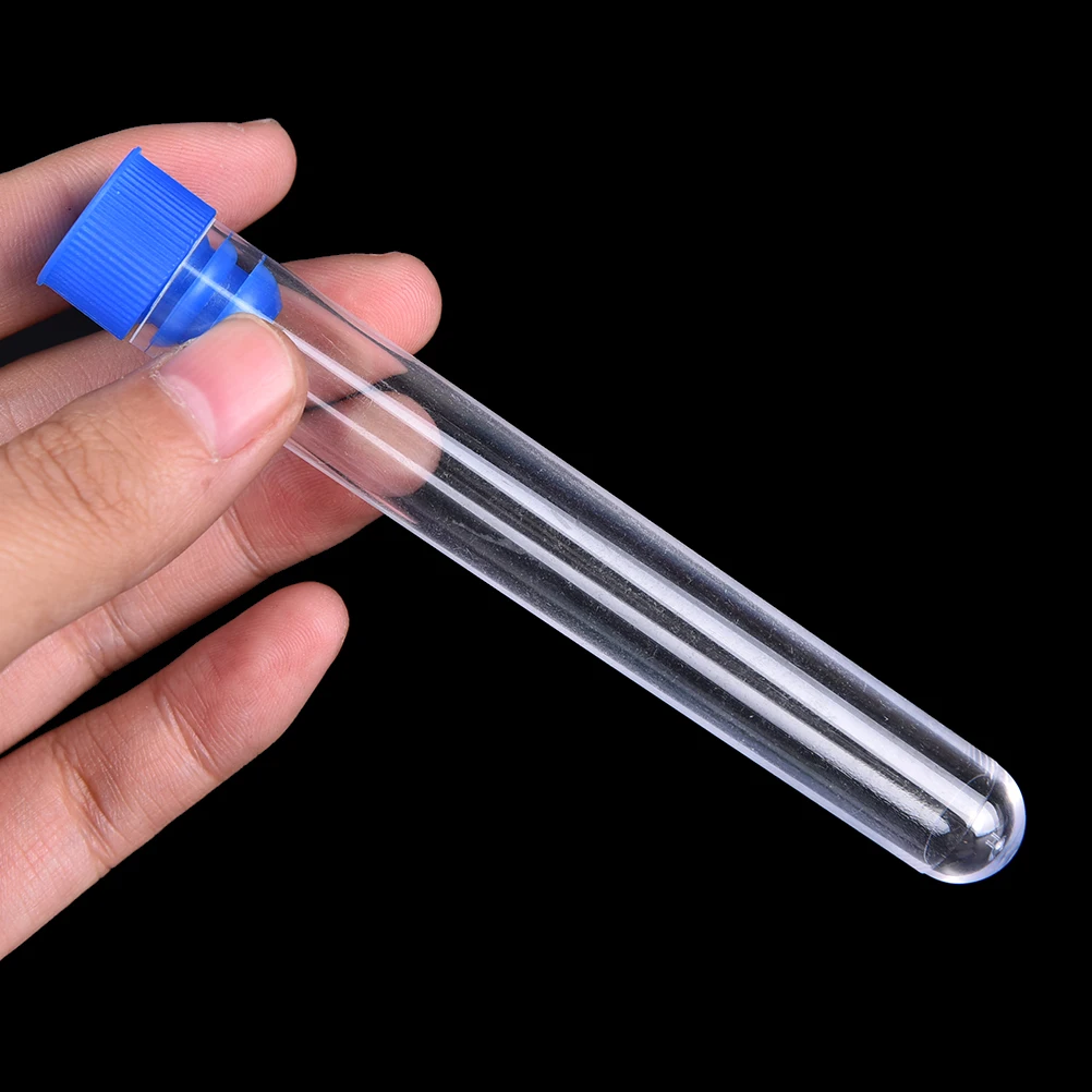 10pcs Clear Plastic Test Tubes Hard Tube With Wing Plug for Office School Chemistry Supplies 10*80mm