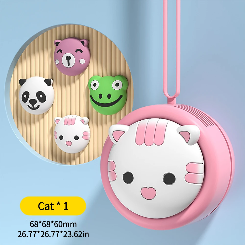 New Summer Hanging Neck Fan Portable Handheld 500mah USB Charging Fun Cute Animals Shaped Mini Silent 3-Speed Fan Students Gifts