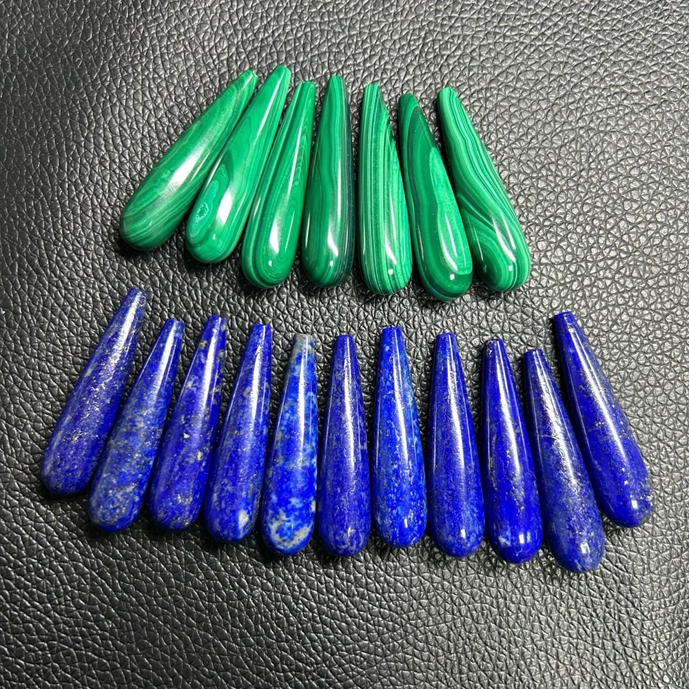 Teardrop Beads Natural Green Malachite and Lapis Gemstones for Earring Pendant Jewelry