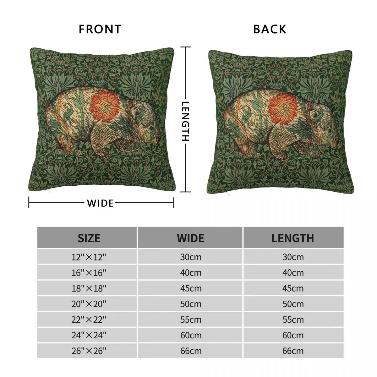 Rossetti Wombat In Flower Garden Pillowcase Polyester Linen Velvet Creative Zip Decorative Pillow Case Sofa Cushion Case