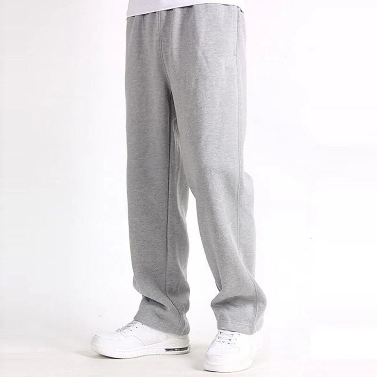 Pantalones casuales de Color sólido para hombre, cintura elástica, pantalones sueltos de pierna recta, pantalones largos que combinan con todo, pantalones de tendencia juvenil