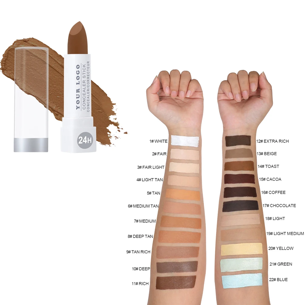 Etichetta privata in stick correttore a 22 colori Logo personalizzato impermeabile a lunga durata Trucco leggero opaco naturale a copertura totale vegano