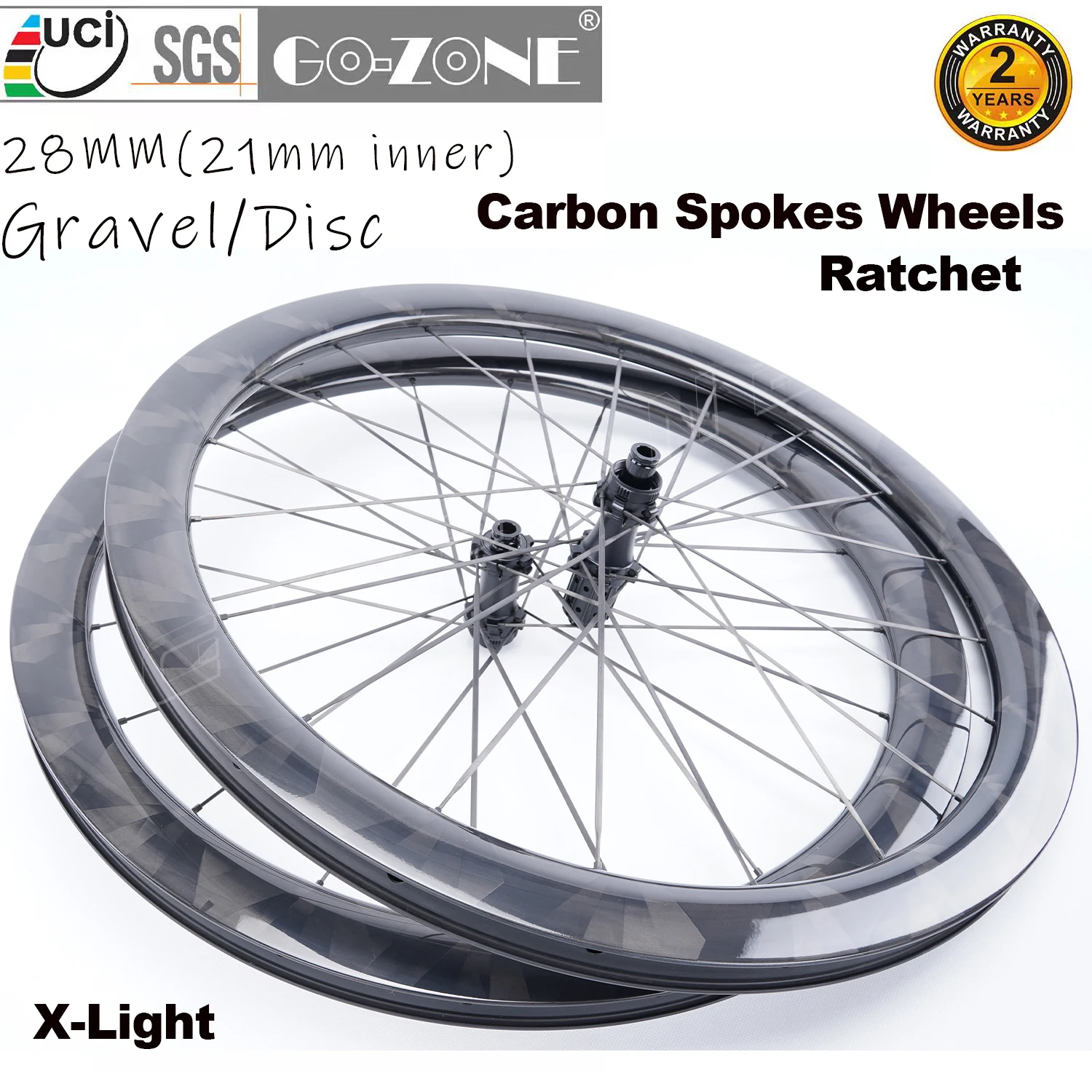 

700c 28mm X Light 1180g Carbon Spokes Wheels Disc Brake Gravel Cyclocross R280C Ratchet Normal / Ceramic Road Bicycle Wheelset