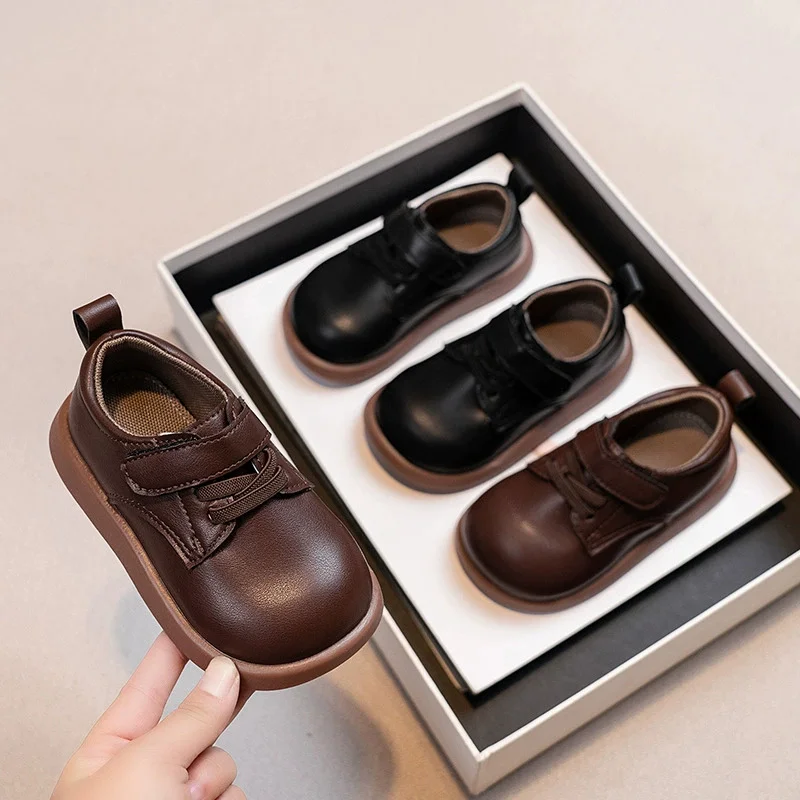 

Детская кожаная обувь на мягкой подошве, обувь для первой ходьбы для мальчиков, модная нескользящая обувь для девочек, весенняя детская повседневная обувь