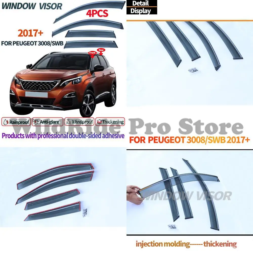 

1 комплект для PEUGEOT 3008 2017+, оконные козырьки, дождевики стандартной оси международного выпуска