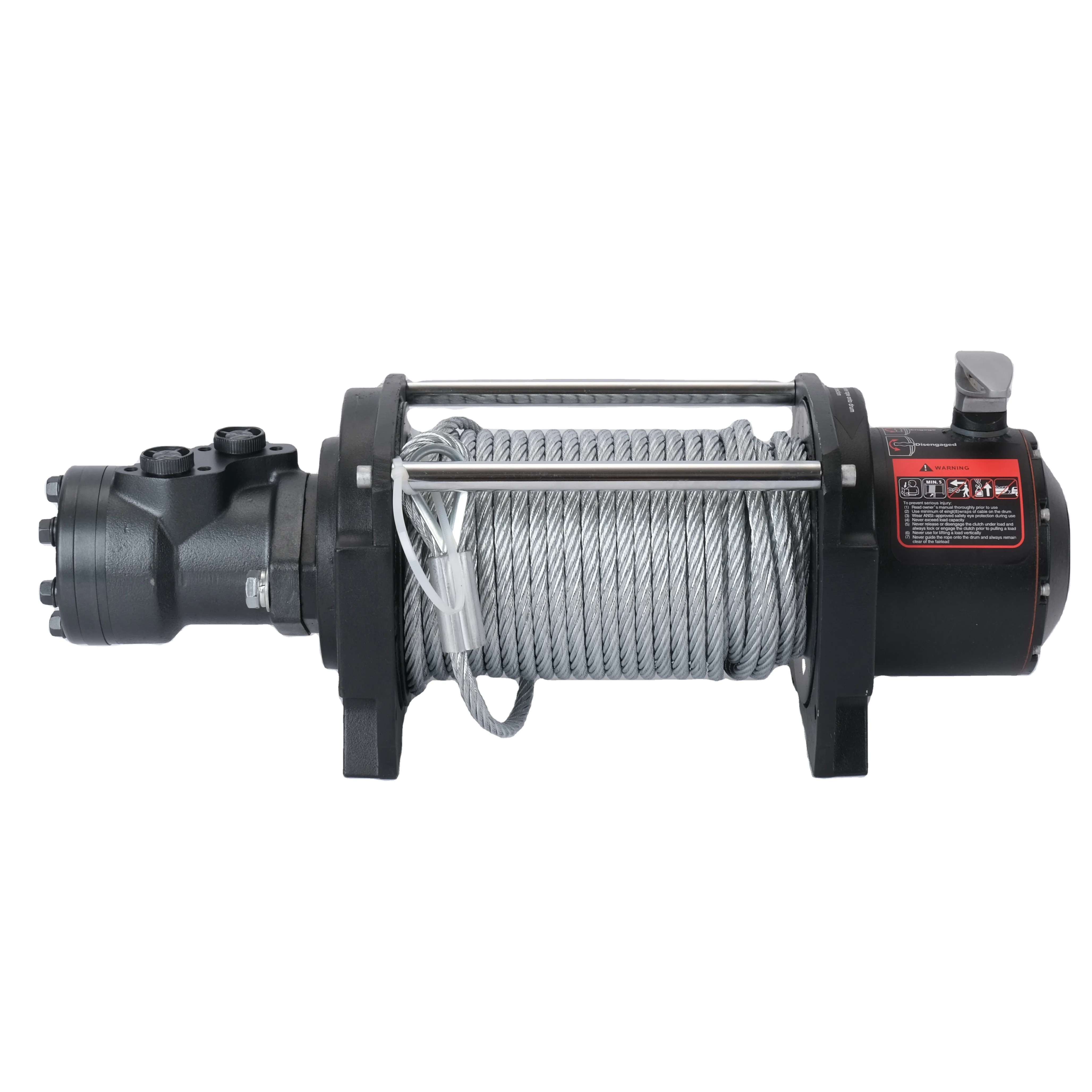 

15000lbs Hydraulic Winch with BMR80 Motor 36:1 Gear Ratio, 10mm Steel Cable for Heavy Duty Towing