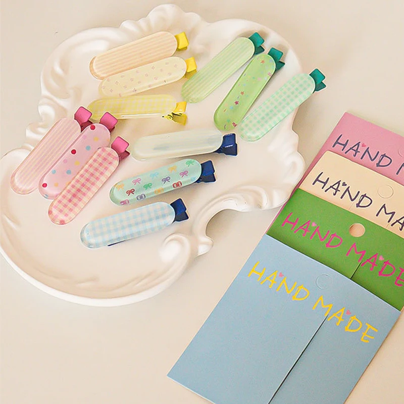 Jepit Rambut Bayi Perempuan Warna Permen 3 Buah/Set Jepit Rambut Anak-anak Putri Kotak-kotak Titik Pita Lucu Jepit Rambut Hiasan Kepala Manis Aksesori Rambut Anak