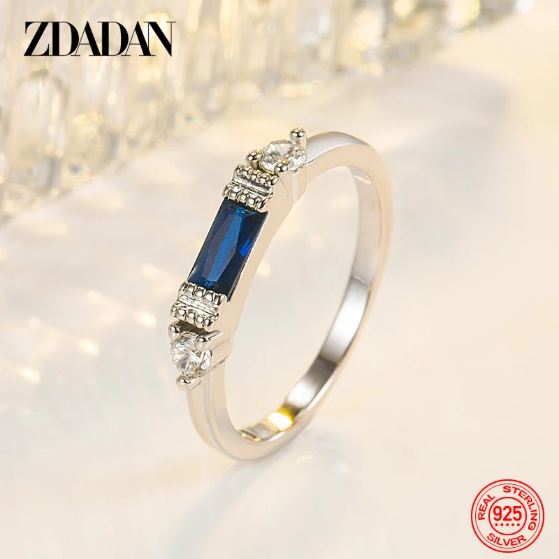 ZDADAN 925 Sterling Silver Rose Gold Red Zircon Ring For Women Fashion Jewelry Accessories Gift - view 3