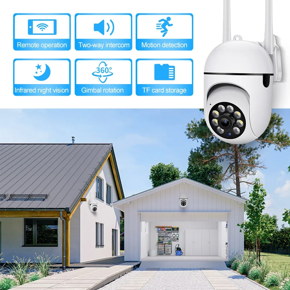 كاميرا A7 IP ذكية في الهواء الطلق أمن الوطن WIFI CCTV مراقبة مع رؤية ليلية ملونة لاسلكية HD 2-Way Audio 1080P