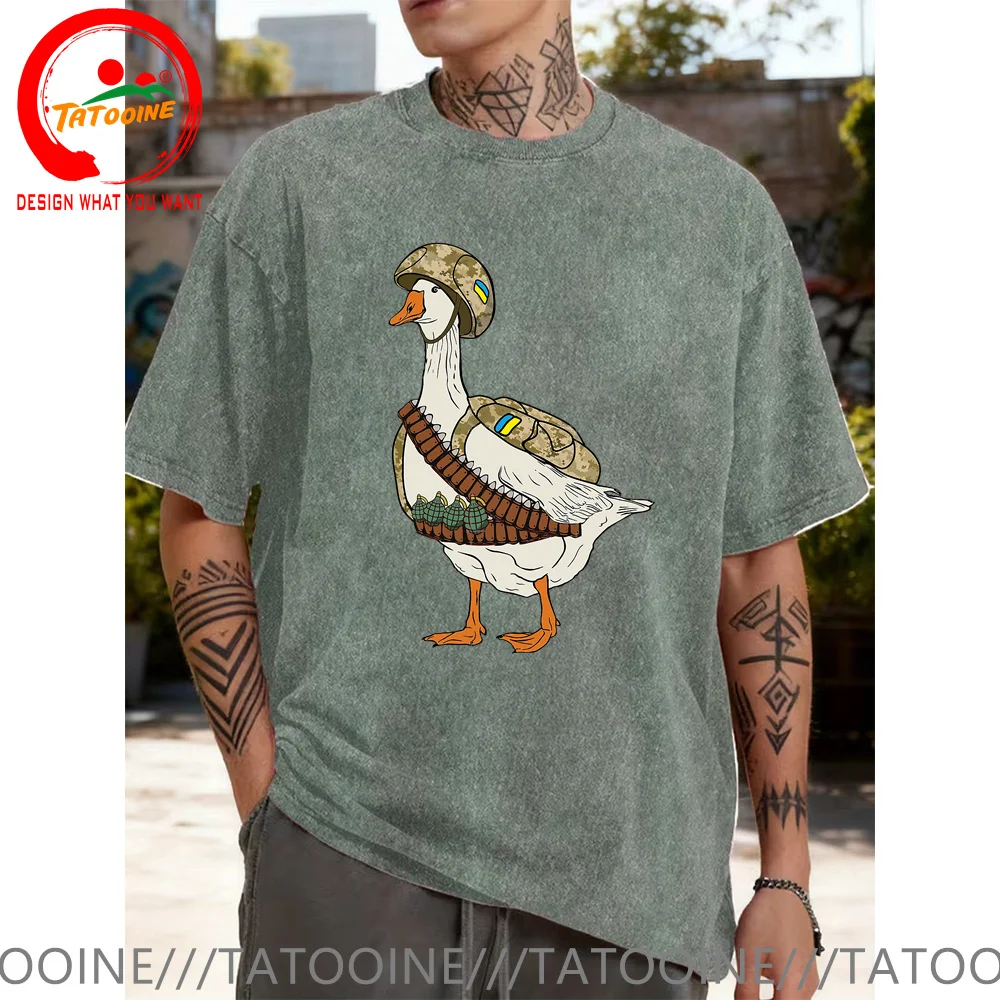 

Украинский боевой гусь, военная армия, припой, забавная украинская футболка «Защитник Украины», винтажные хлопковые топы, футболка для взрослых