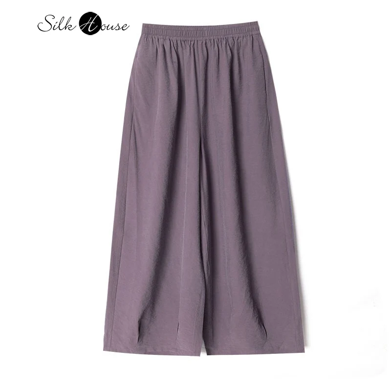 

Versatile Temperament Comfortable Niche Retro New Chinese Style 80% Natural Mulberry Silk Elastic Waist Women's Straight Pants