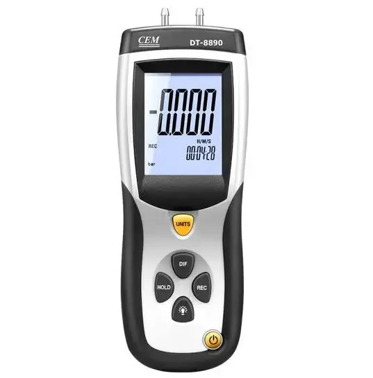 DT-8890 Professional Handhold Gas Digital Manometerl Low Differential Air Pressure Gauges with 11 Units and Usb To A PC