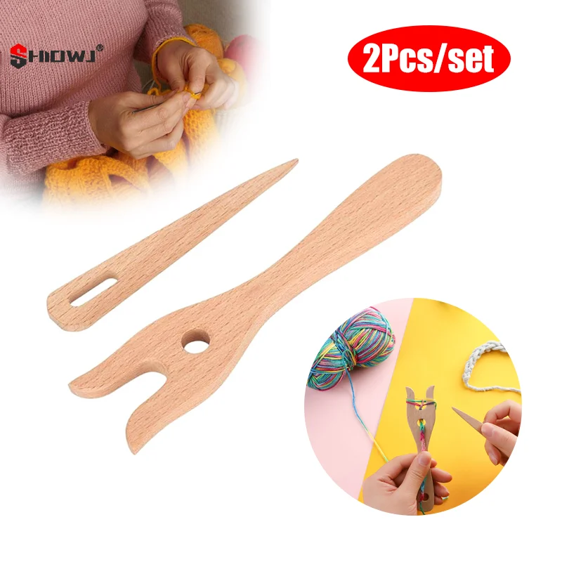 Juego de tenedor de tejer de madera para pulsera, collar, colgante, Kit de herramientas de cordón hecho a mano, accesorios de costura trenzado, 1 Juego