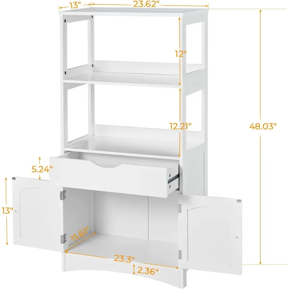 Armoire de Rangement Buffet avec 2 Étagères Ouvertes, 1 MELand 1 Chi, Garde-Manger de Cuisine avec Espace Micro-ondes