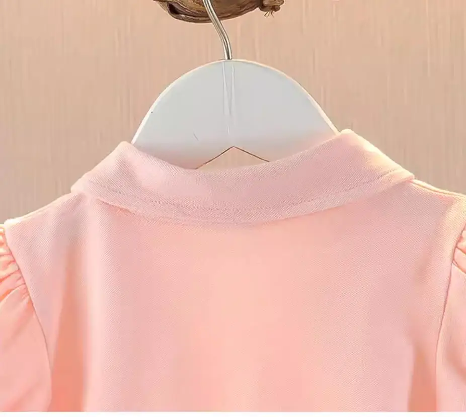 2026 Neues koreanisches Kinderkleid, Mädchen Sommer Casual Cartoon Gestreiftes Kurzarm-Prinzessinnenkleid mit Revers – Detail 24