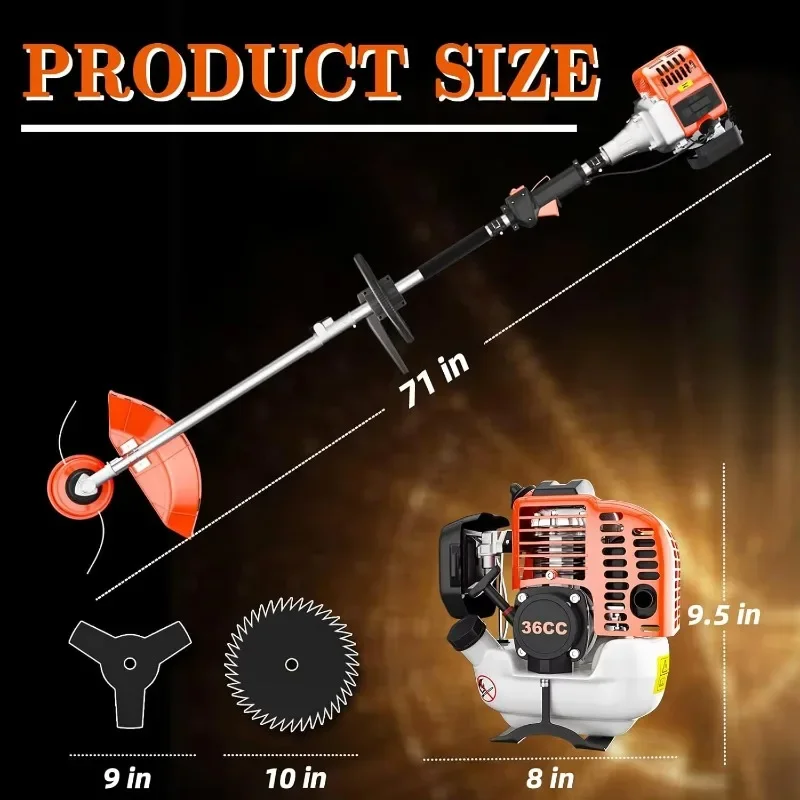 35.8cc 2-Stroke Weed Eater  Powered 3 in 1  Brush Cutter  String Trimmer Weed Wacker