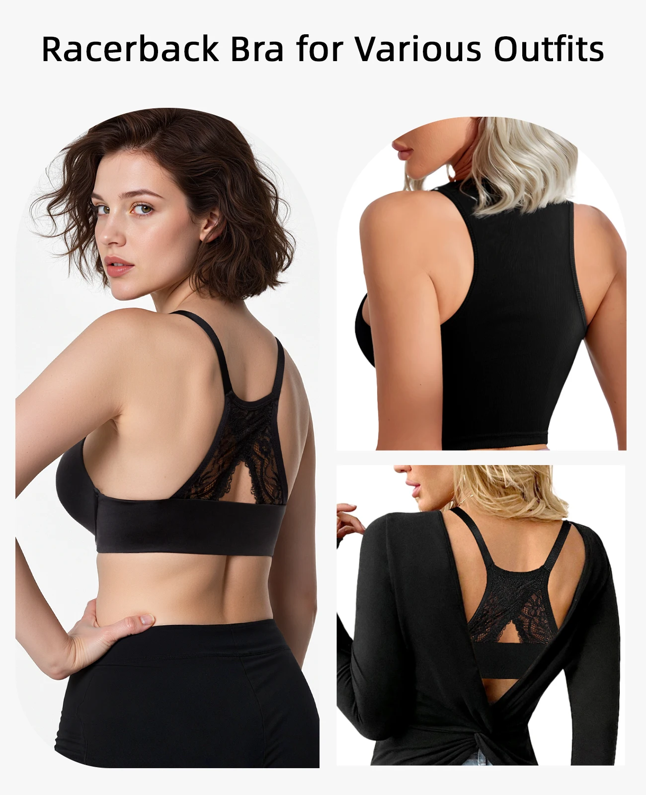 جديد رفع البرازيلي للنساء الجبهة إغلاق Underwire لينة إضافة الكؤوس الدانتيل Bralette Racerback قابل للتعديل الأشرطة عالية تمتد مثير الصدرية #3
