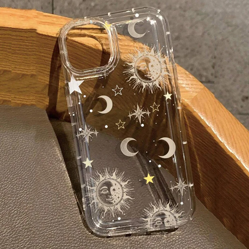 Moon Stars Print Clear Case for Xiaomi Mi 14 13 13T 12 11 Lite 5G NE 12T Pro Case for Poco F5 X6 X3 Pro Shockproof Back Cover