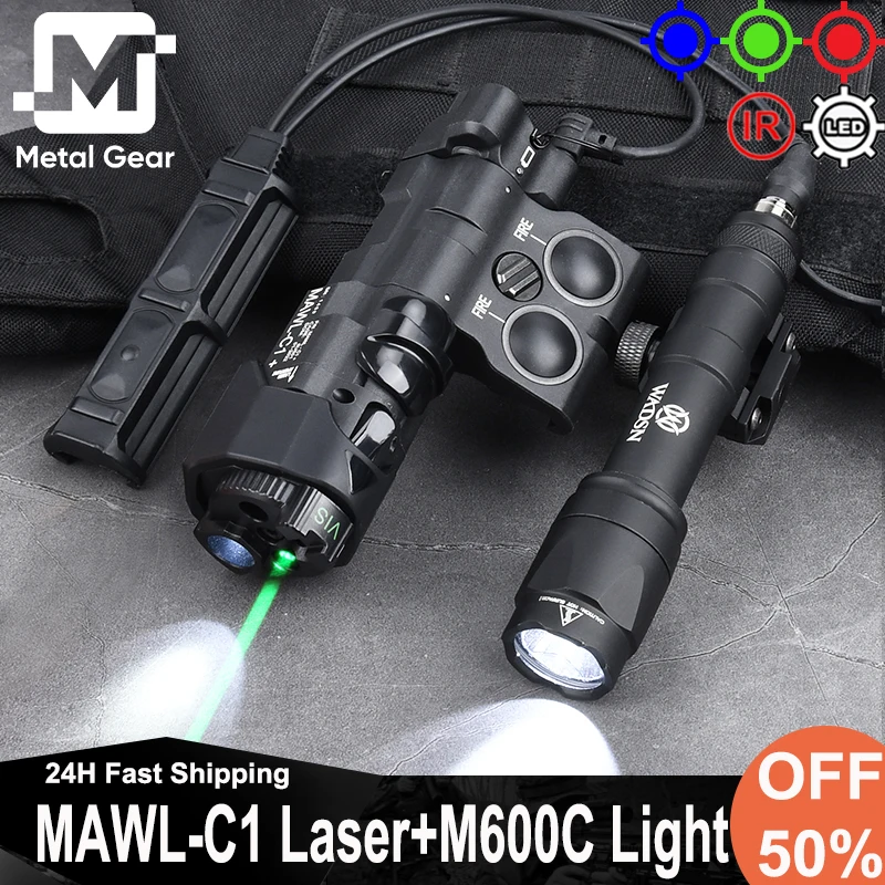 

Tactical MAWL-C1 IR Red Green Blue Dot Laser Airsoft SF M600C White LED Flashlight With Remote Dual Pressure Switch Fit20MM Rail