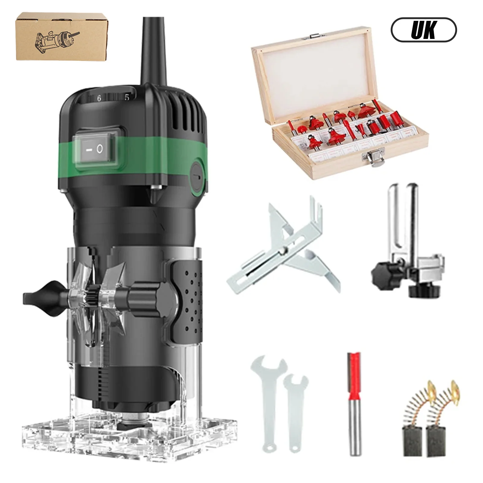 800W 6 Speed Electric Trimming Machine 33000rpm Woodworking Milling Engraving Hand Wood Edge Router Trimmer Home DIY Power Tools