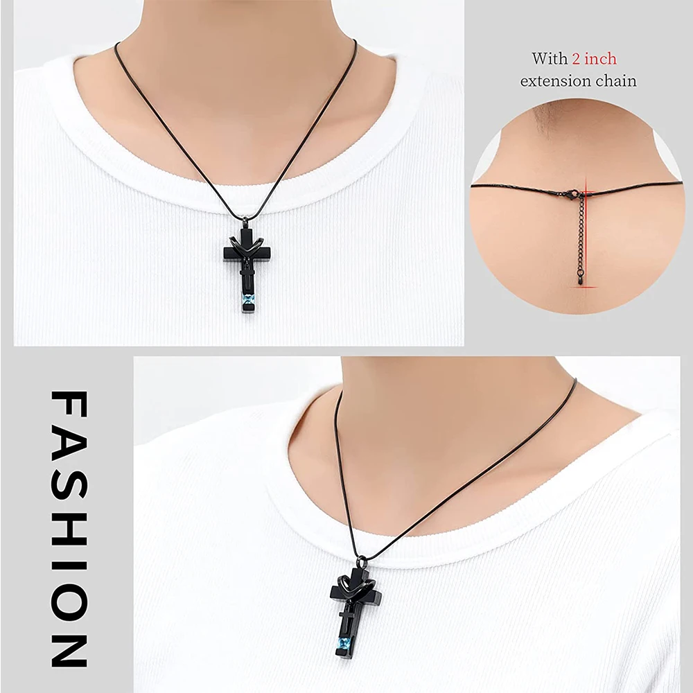 Crystal Cross Cremation Jewelry Memorial Necklace Urn Pendant for Ashes Women/Men High Quality Metal Keepsake Jewelry