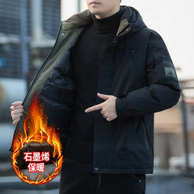Winter New Fashion Trend Thick Warm Hooded Cotton Jacket For Men's Casual Loose Sports Plus Large Size High-Quality Jacket M-5XL