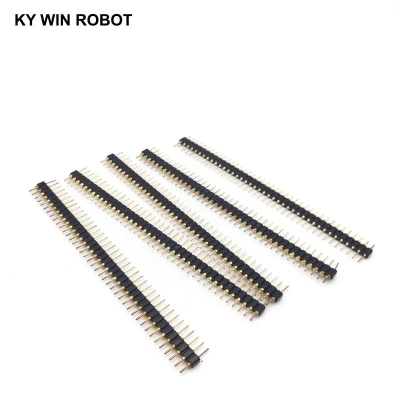 

5pcs 40 Pin Connector Header Round Needle 1x40 Golden Pin Single Row Male 2.54mm Breakable Pin Connector Strip