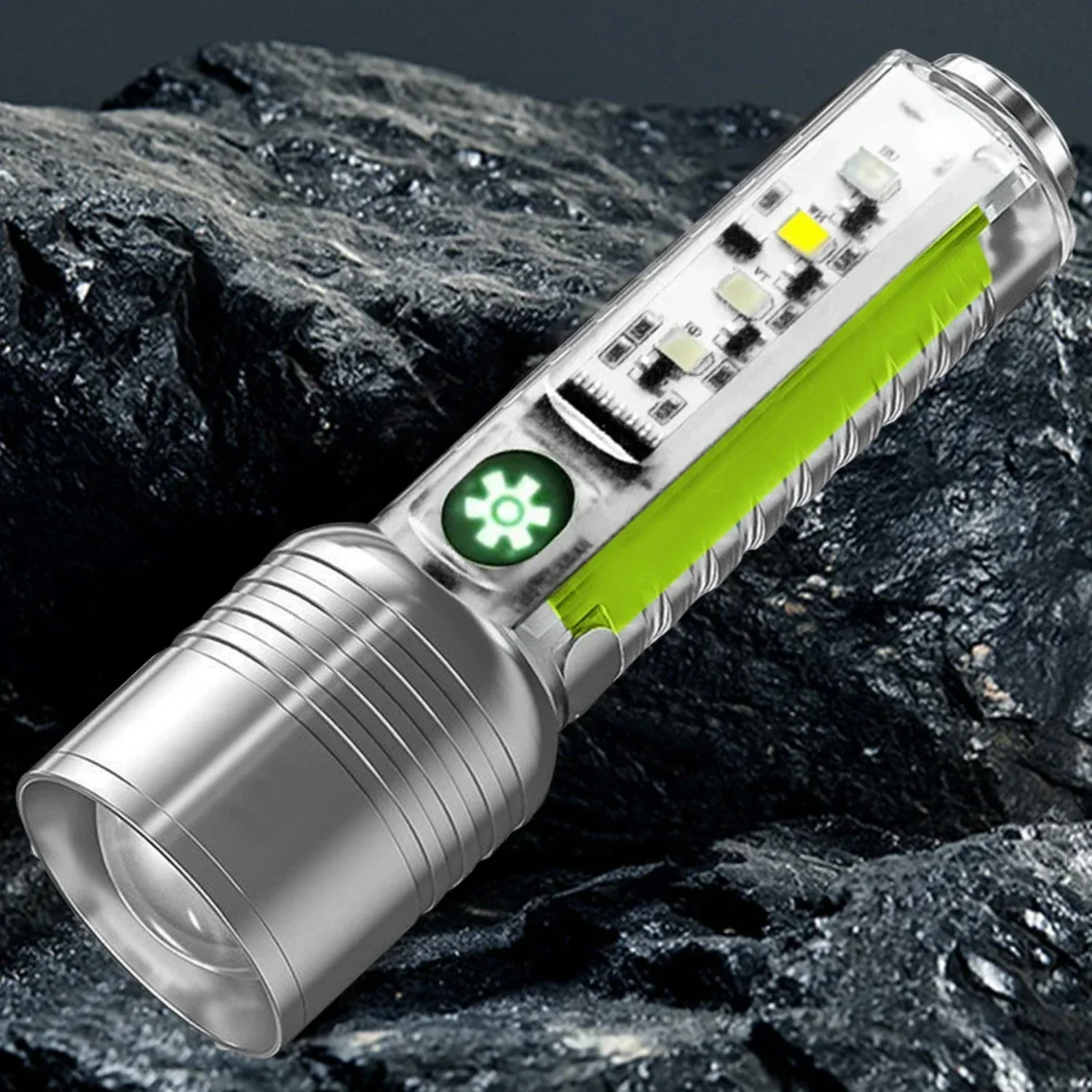 XHP50  Portable Flashlight 500mAh 800LM Type-C USB Rechargeable 6 Modes IPX4 Waterproof Camping Banknote Verification Light