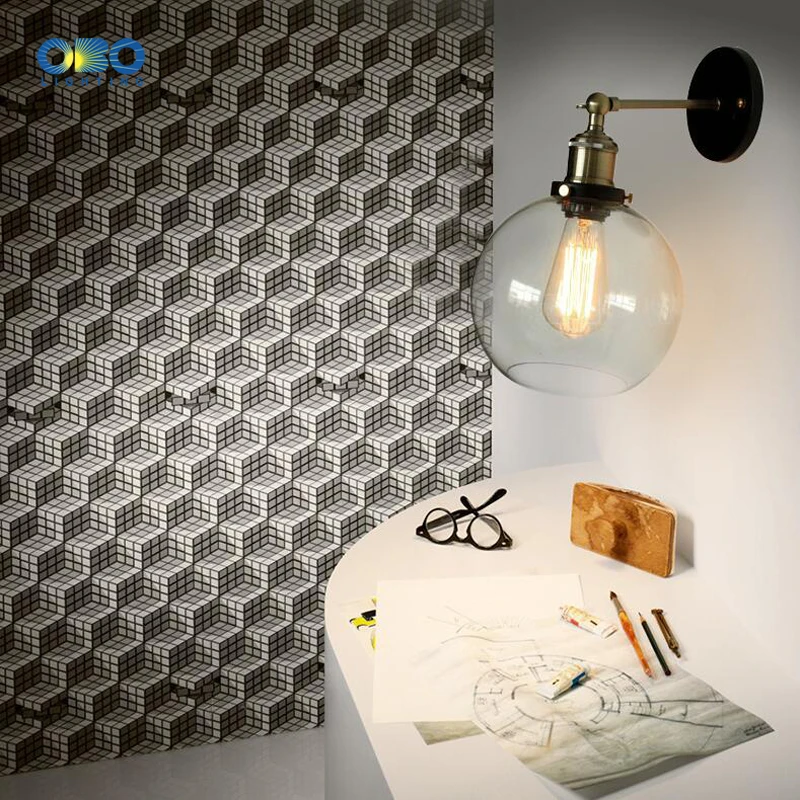 Retro Glass Wall Lamp Loft Vintage Metal Triangle Oval Clear Wall Light Edison 40W Industrial Wall Sconce